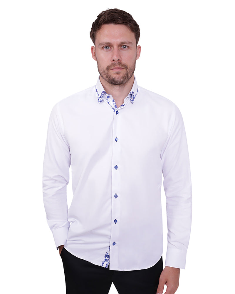 mens white shirt with floral collar