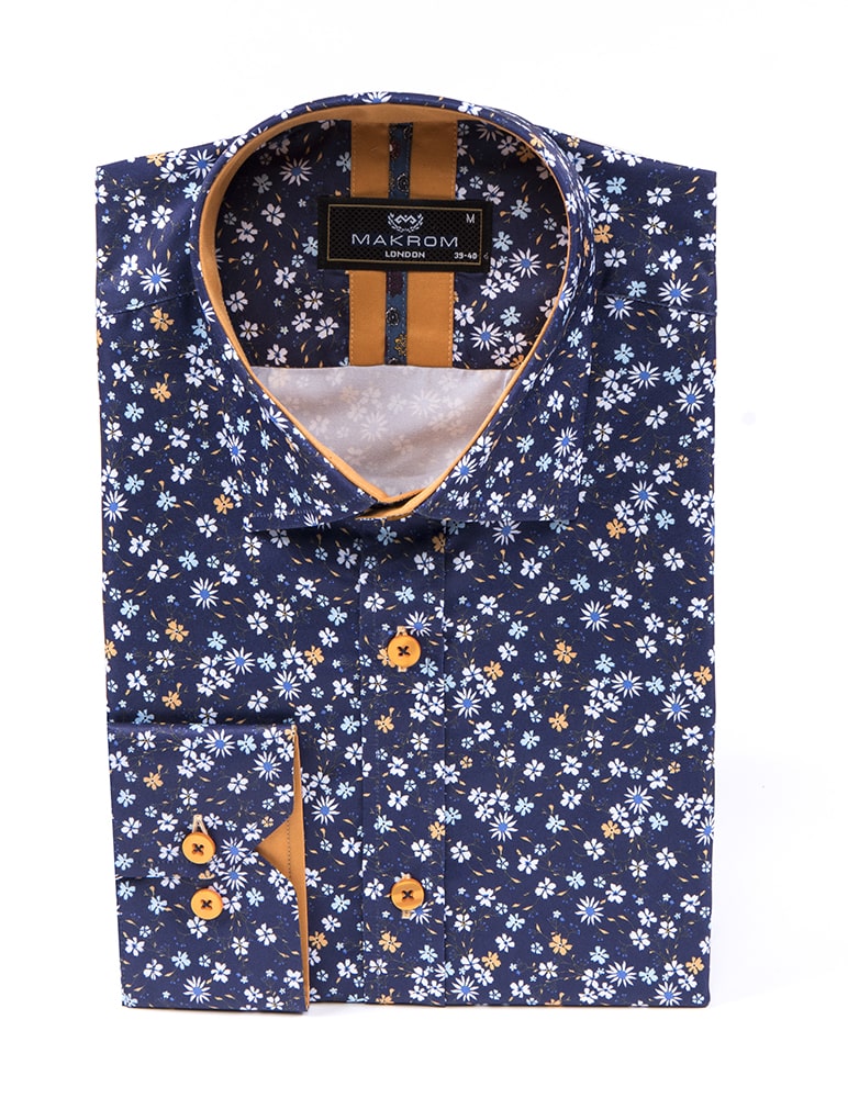 Mens casual floral design shirts print shirts - Flower Shirts – Makrom  Fashion
