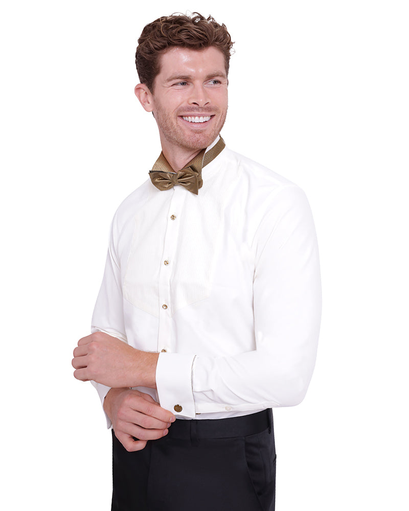 Gold Fancy Dress Long Sleeve Bow Tie Shirt