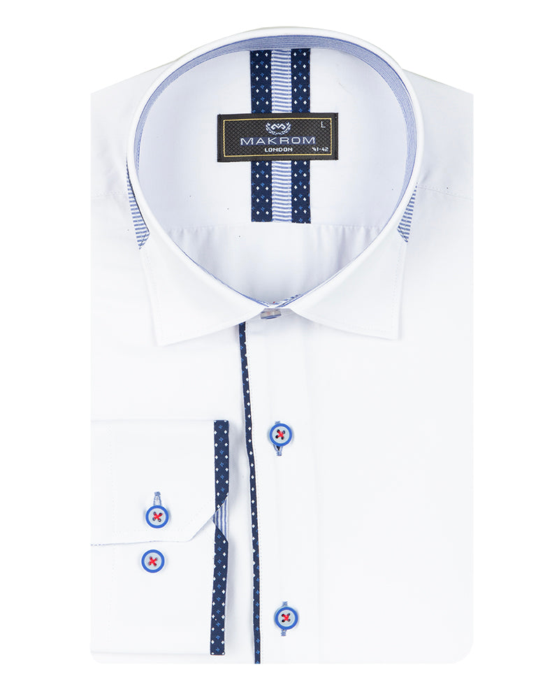 White Fashion Shirt with Classic Collar Tip Design