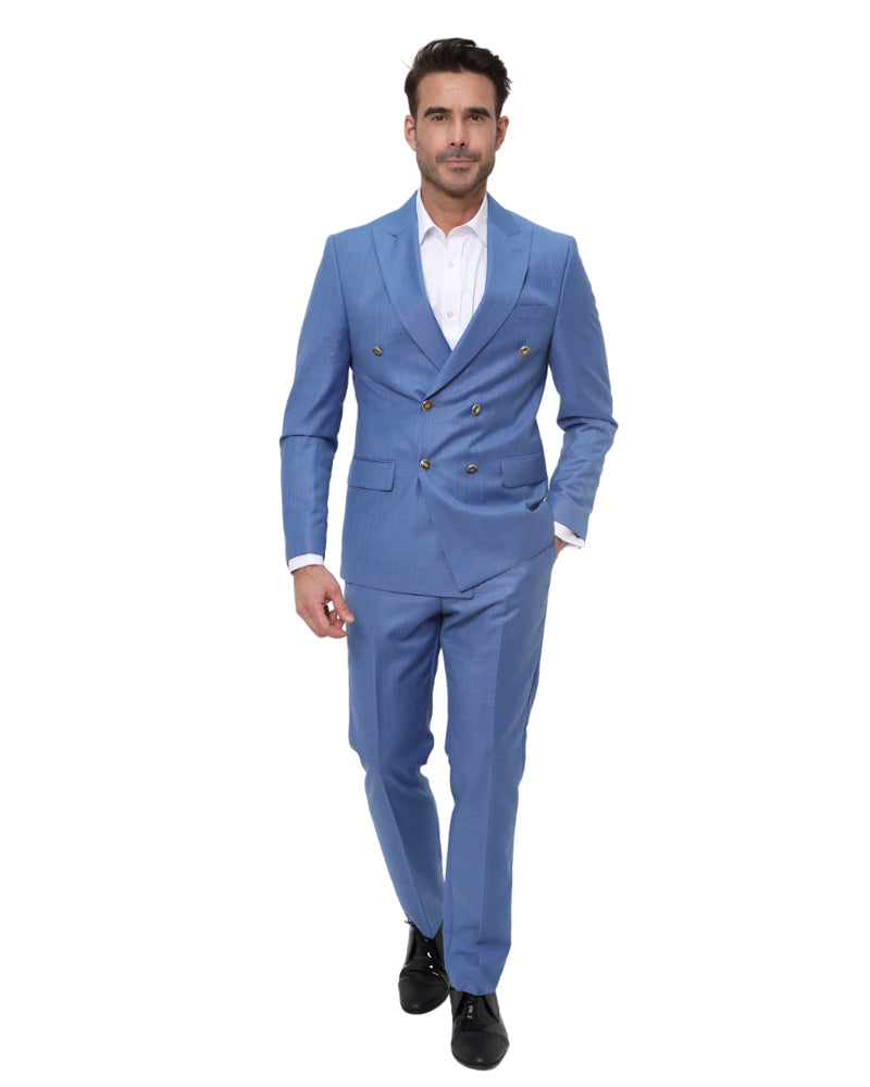 Royal Blue Two Pieces Double Breasted Men's Suit