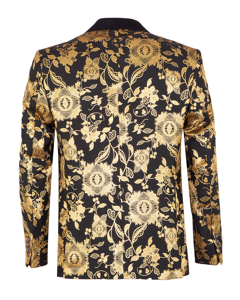 Black and gold floral blazer best sale