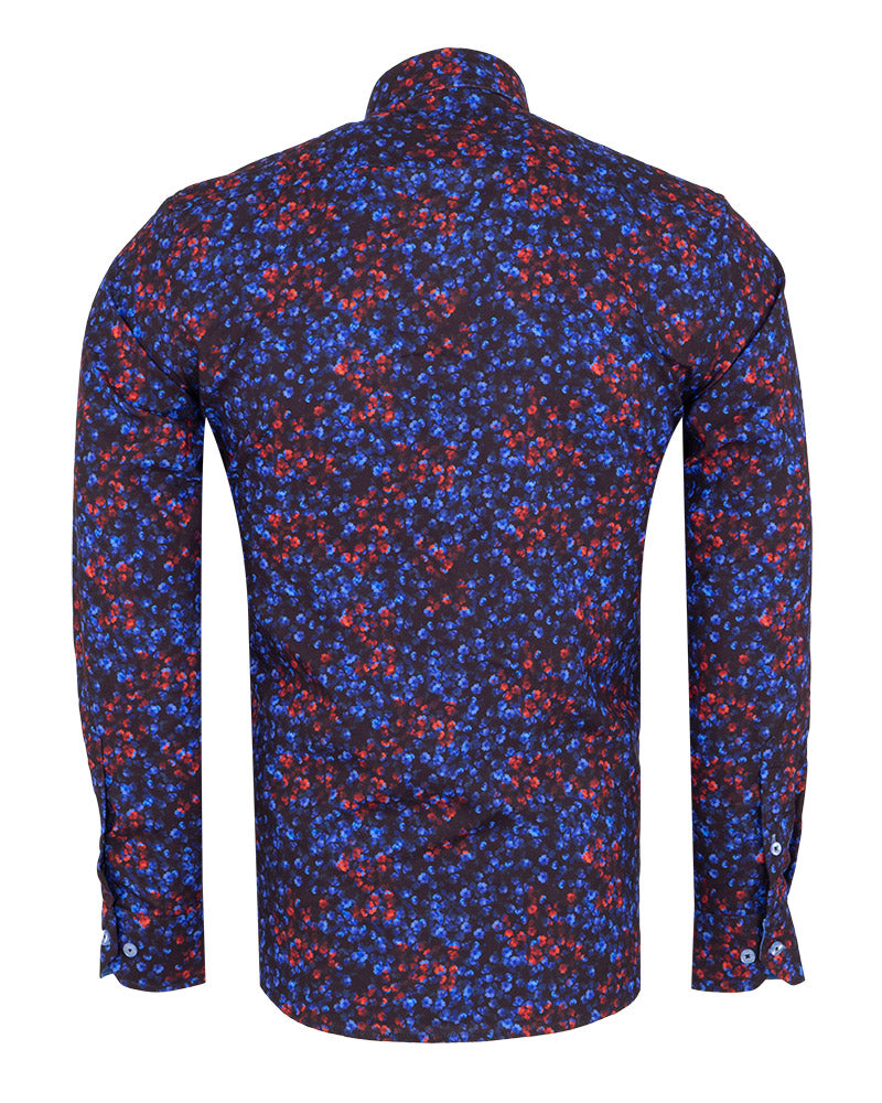 Red & Blue Poppy Print Men's Shirt – Makrom