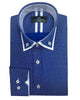 Blue Double Collar Mini Polka Dot Men's Shirt