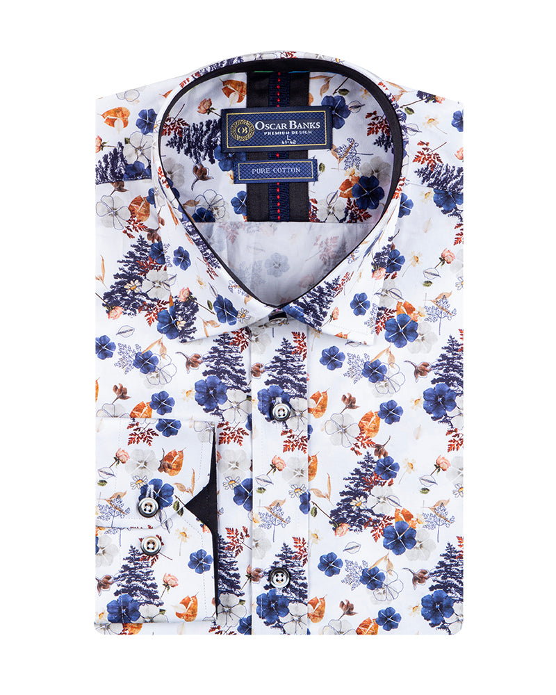 White Poppy Print with Matching Handkerchief