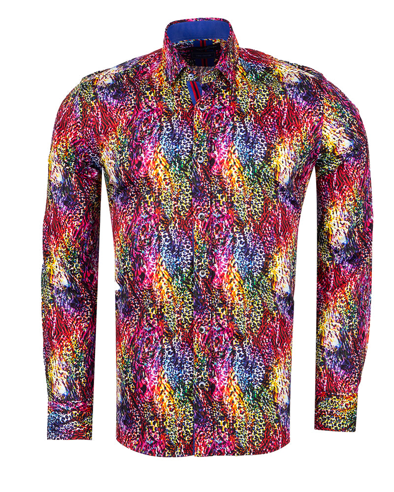 Colourful Print Men's Shirt with Matching Handkerchief