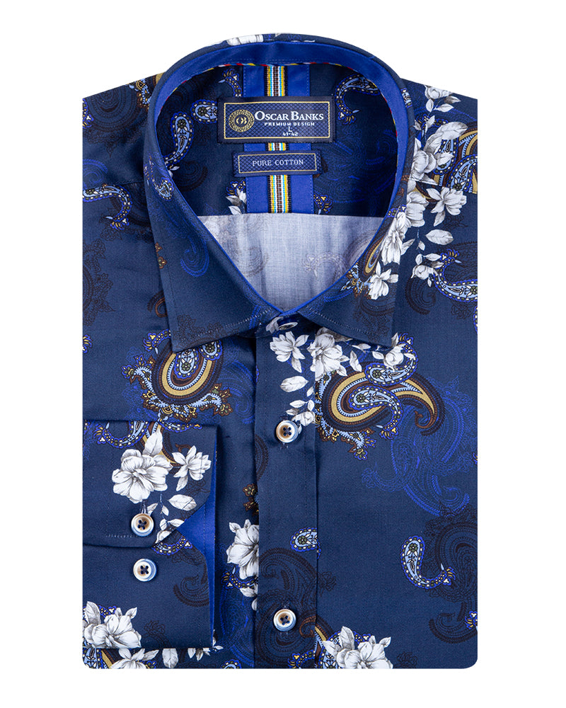 Dark Blue Paisley Print with Matching Handkerchief