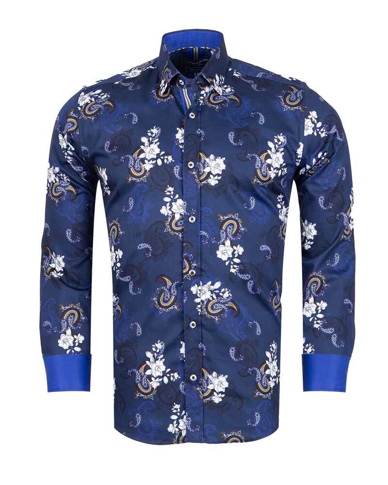 Dark Blue Paisley Print with Matching Handkerchief