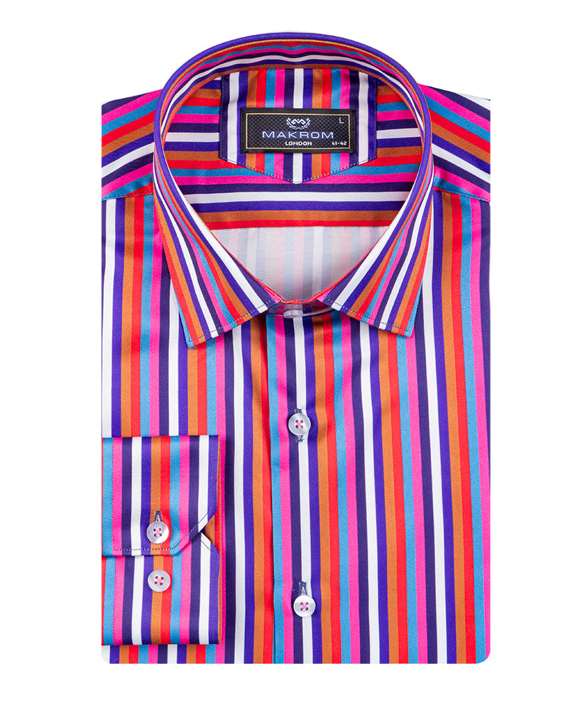 Retro Pastel Striped Men's Shirt