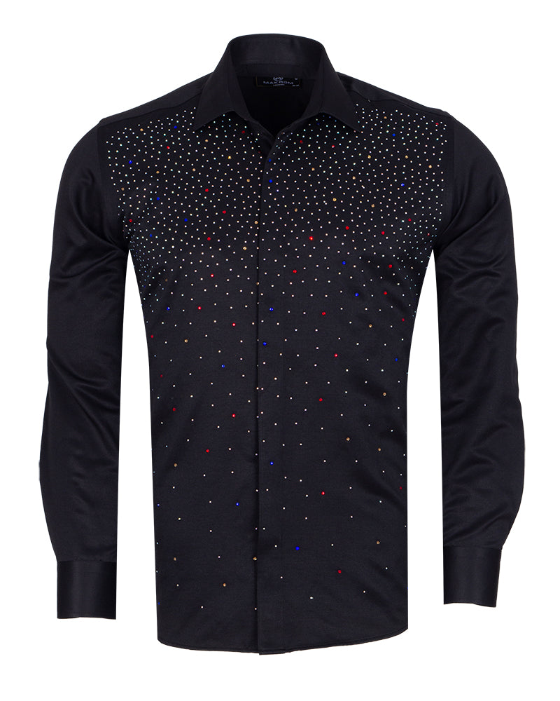 Black Stone Printed Long Sleeved Shirt