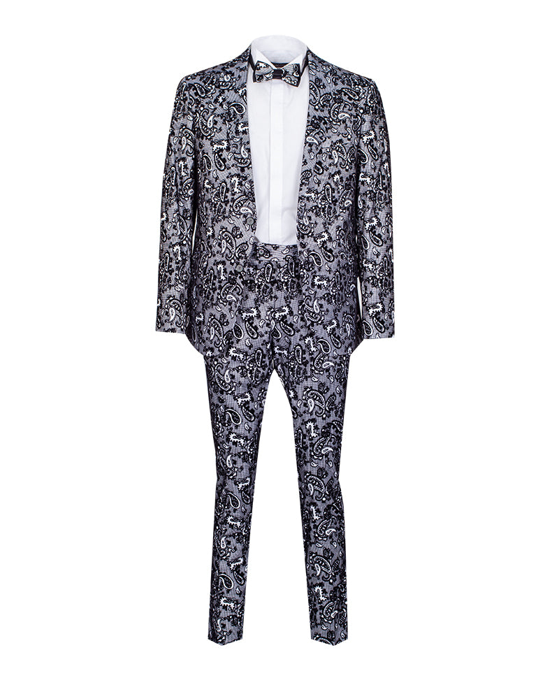 Black & Paisley Three Piece Fashion Suit