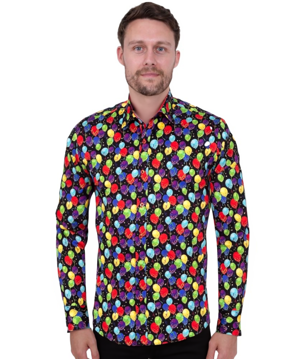 Colourful Balloons Print Pure Cotton Shirt with Matching Handkerchief