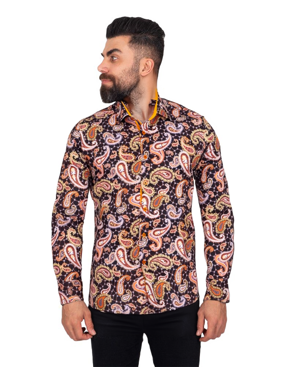 Brown Paisley Print Shirt