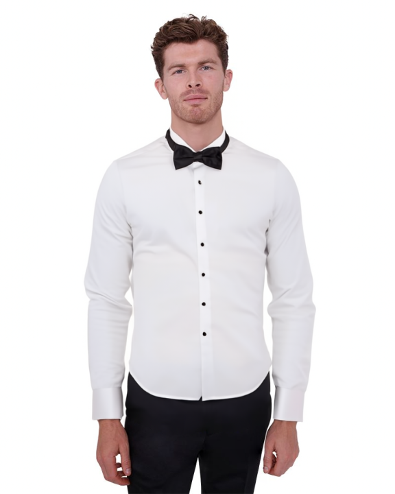 Classic Plain Wing Collar Bow Tie Men's Shirt