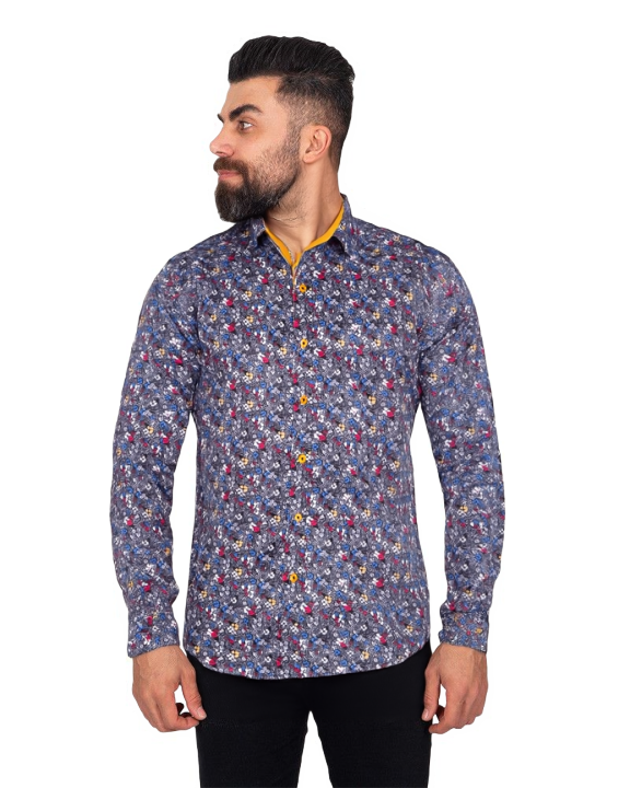 Black Colourful Floral Print Shirt