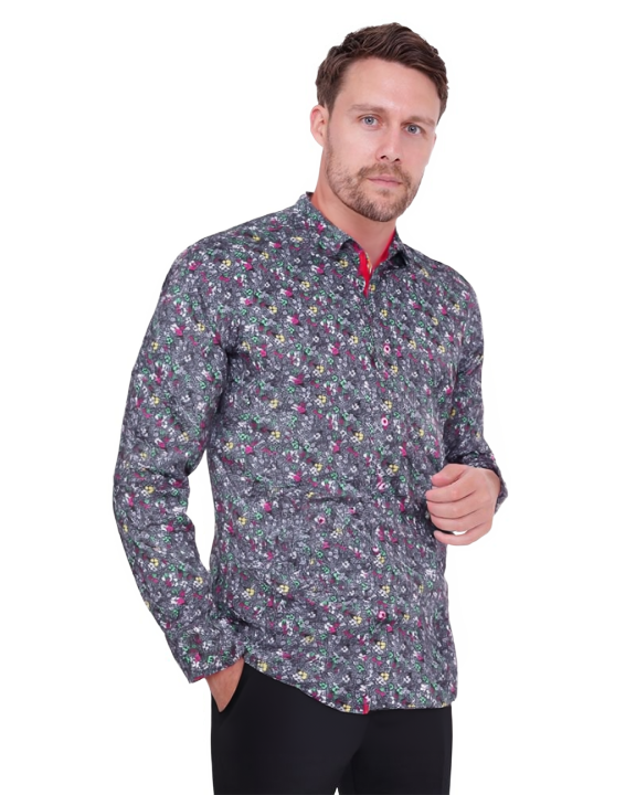 Fuchsia Colourful Floral Print Shirt