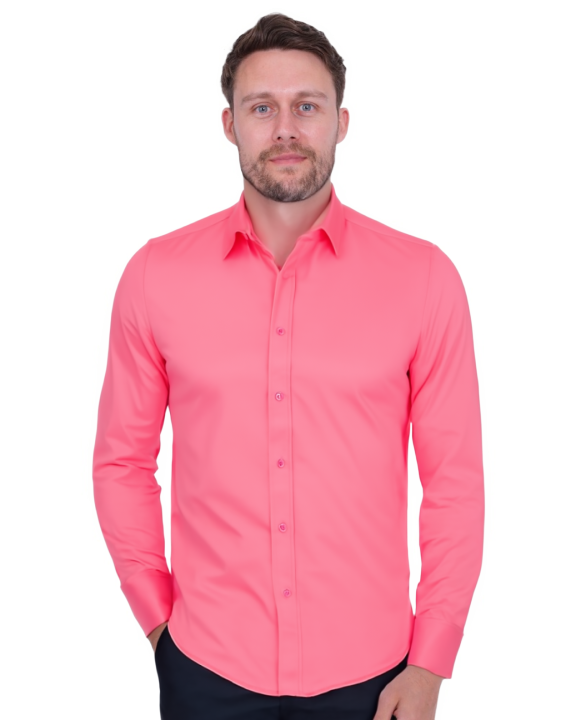 Fuchsia Pink Plain Double Cuff Shirt