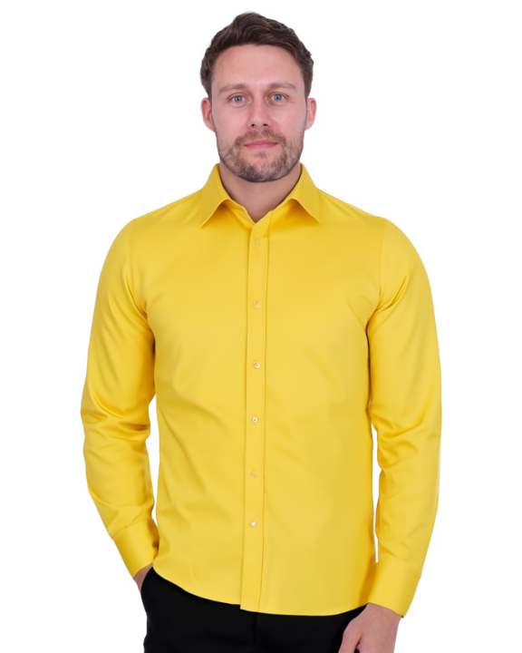 Yellow Plain Double Cuff Shirt