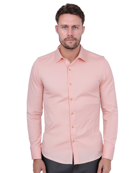 Peach Casual Twill Double Cuffed Shirts