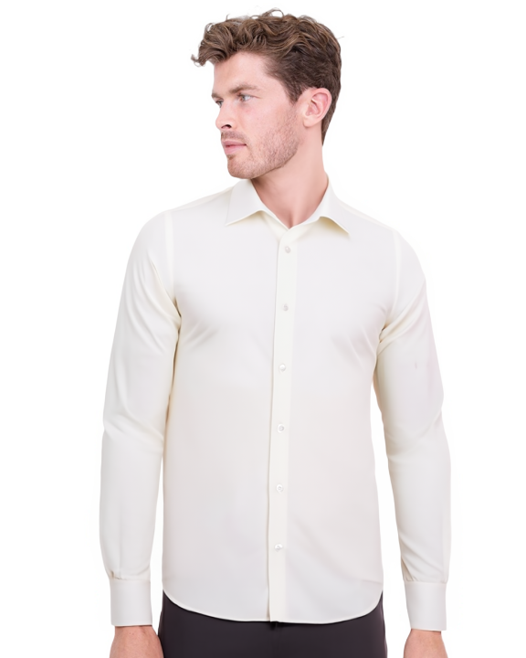 Cream Twill Classic Single Cuff Shirt