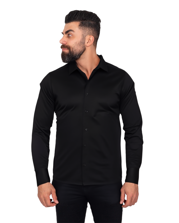 Black Twill Classic Single Cuff Shirt