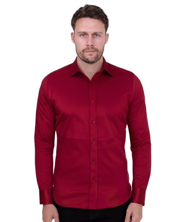 Burgundy Classic Single Cuff Men's Shirt