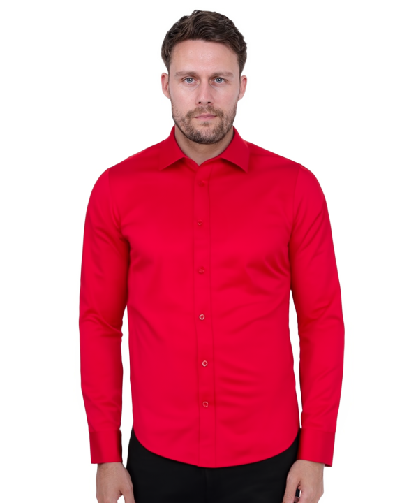 Red Classic Single Cuff Men's Shirt