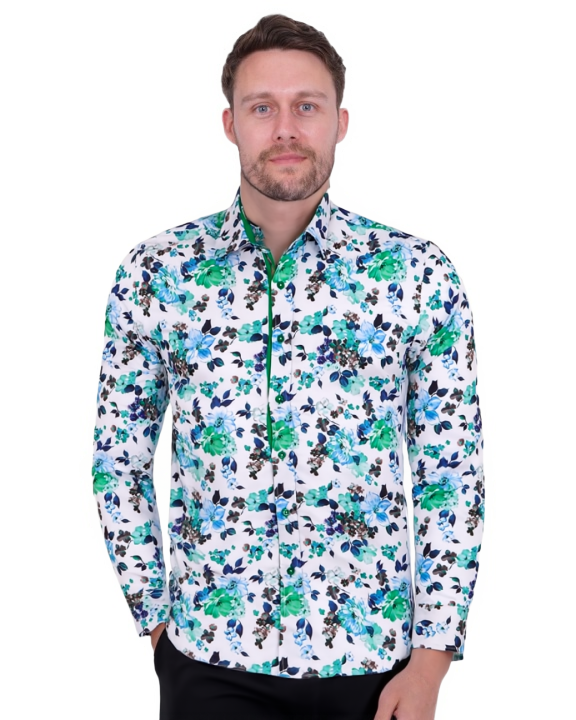 Green Flower Print Shirt