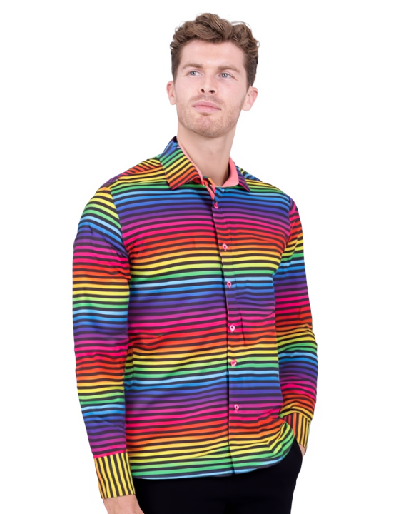 Rainbow Stripe Colourful Print Shirt