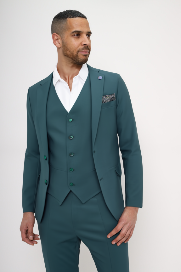 Green Flora Classic Plain 3 Piece Men's Suit