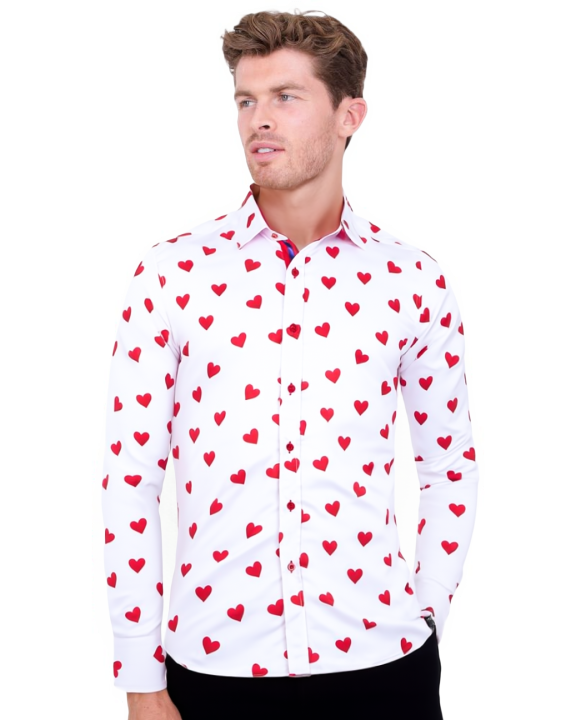 White Heart Print Shirt