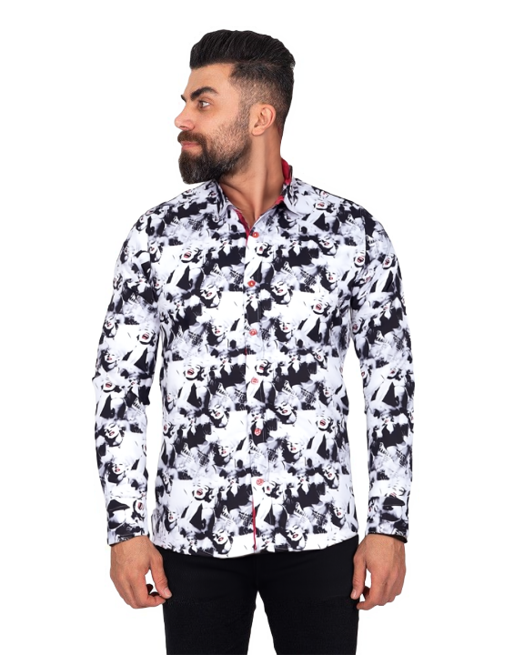 Iconic Hollywood Legend Print Men's Shirt with Matching Handkerchief