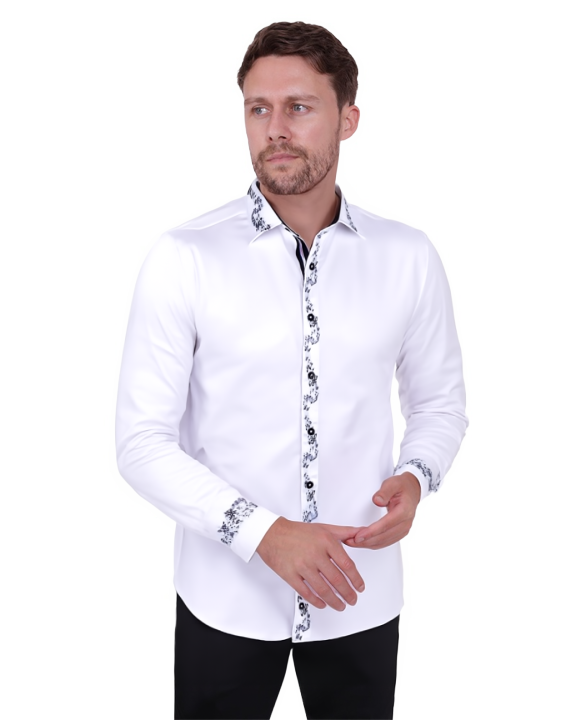 White Musical Print Long Sleeve Shirt