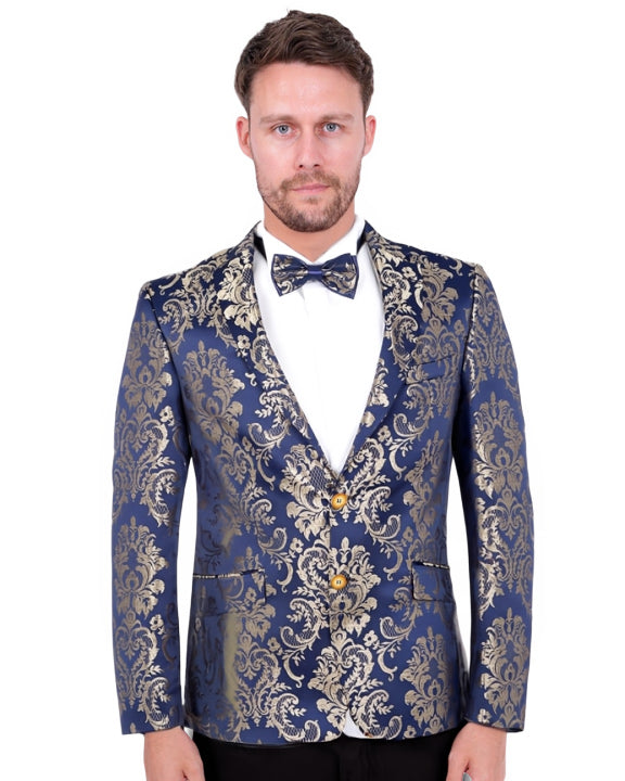 Gold Paisley Printed Men's Blazer