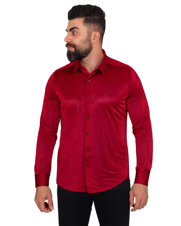 Red Sparkle Studded Glitter Shirt