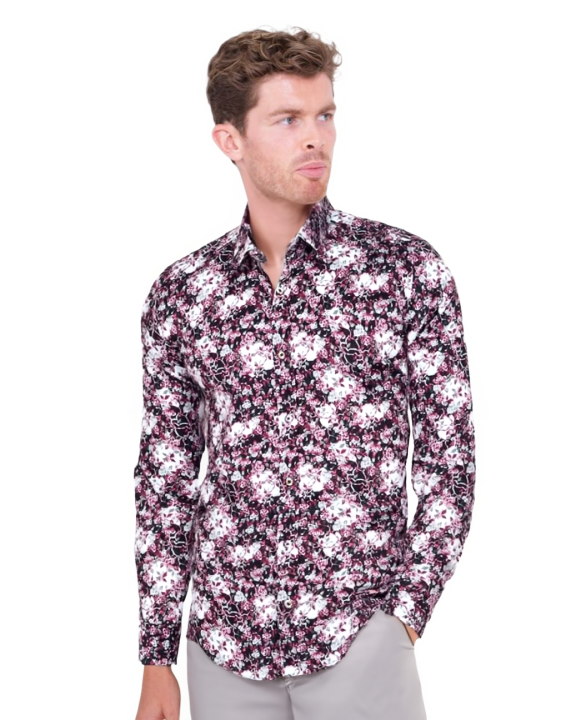 Floral Printed Pure Cotton Shirt with Matching Handkerchief