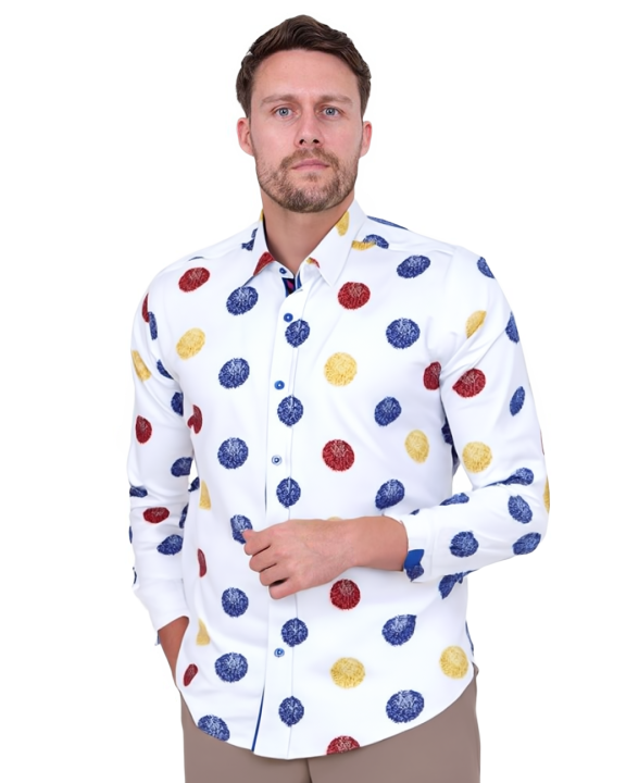 Colourful Balls Print Shirt with Matching Handkerchief