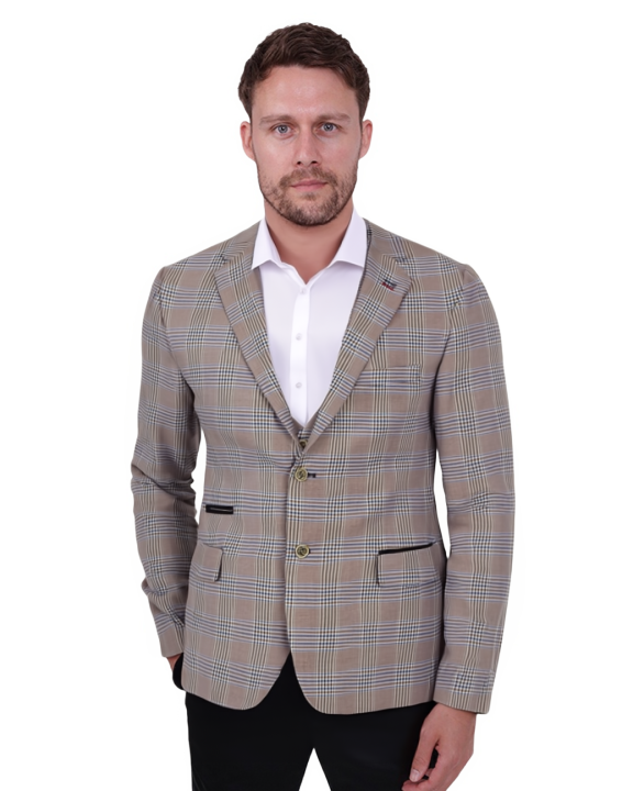 Brown Glen Check Blazer & Waistcoat