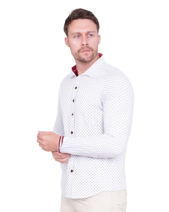 Classic White Dotted Print Men's Shirt