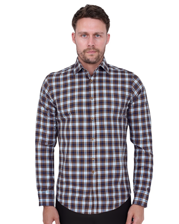 Brown Gingham Checked Shirt