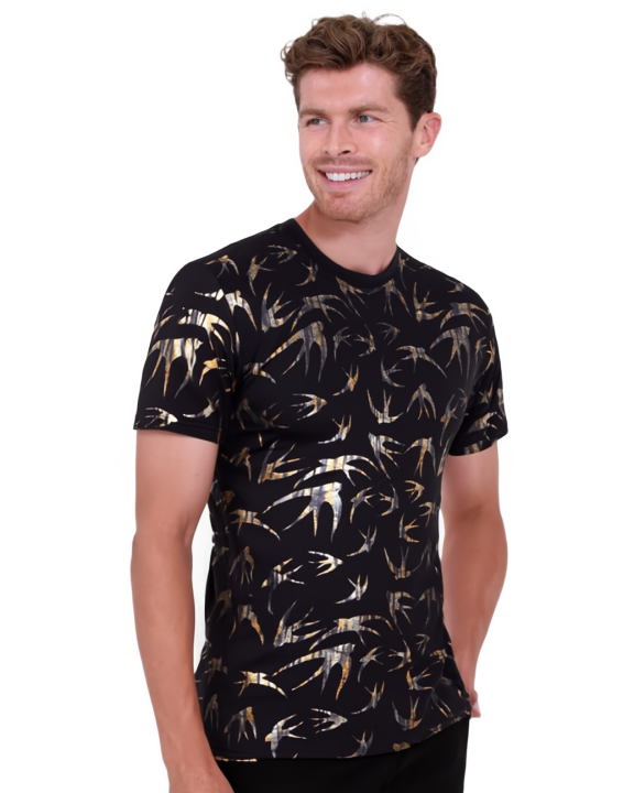 Flying Bird Printed Short Sleeved T-Shirt