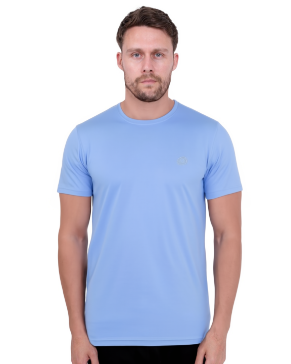 Blue Round Neck Plain T Shirt