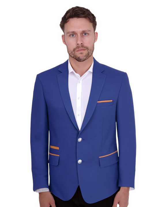 Dark Blue Fashion Blazer With Piping