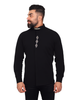 Black Grandad Collar Chain shirt with Diamantes