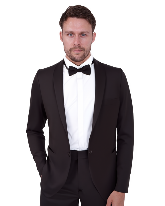 Black Fashion Suit with Contrasting Lapel Design Prom Suit