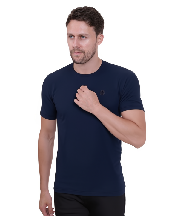 Navy Round Neck Plain T Shirt