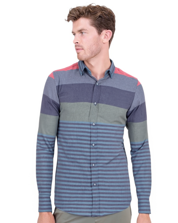 Anthracite Front Row Striped Print Shirt