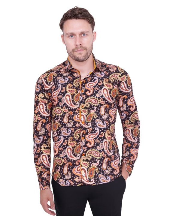 Brown Paisley Print Shirt