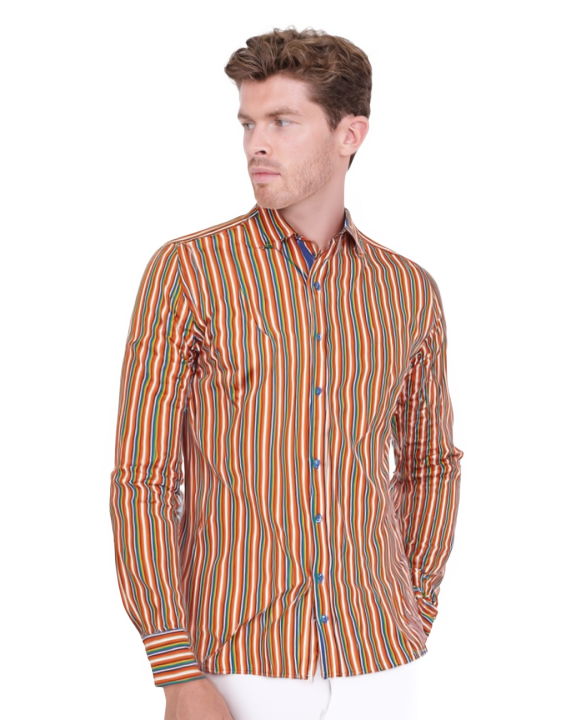 Colourful Pinstriped Print Shirt