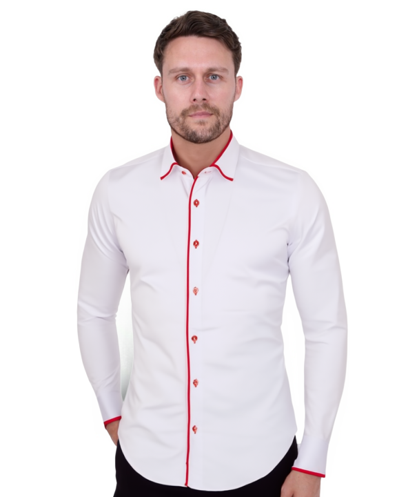 Red Classic Plain Shirt with Collar Tip Design